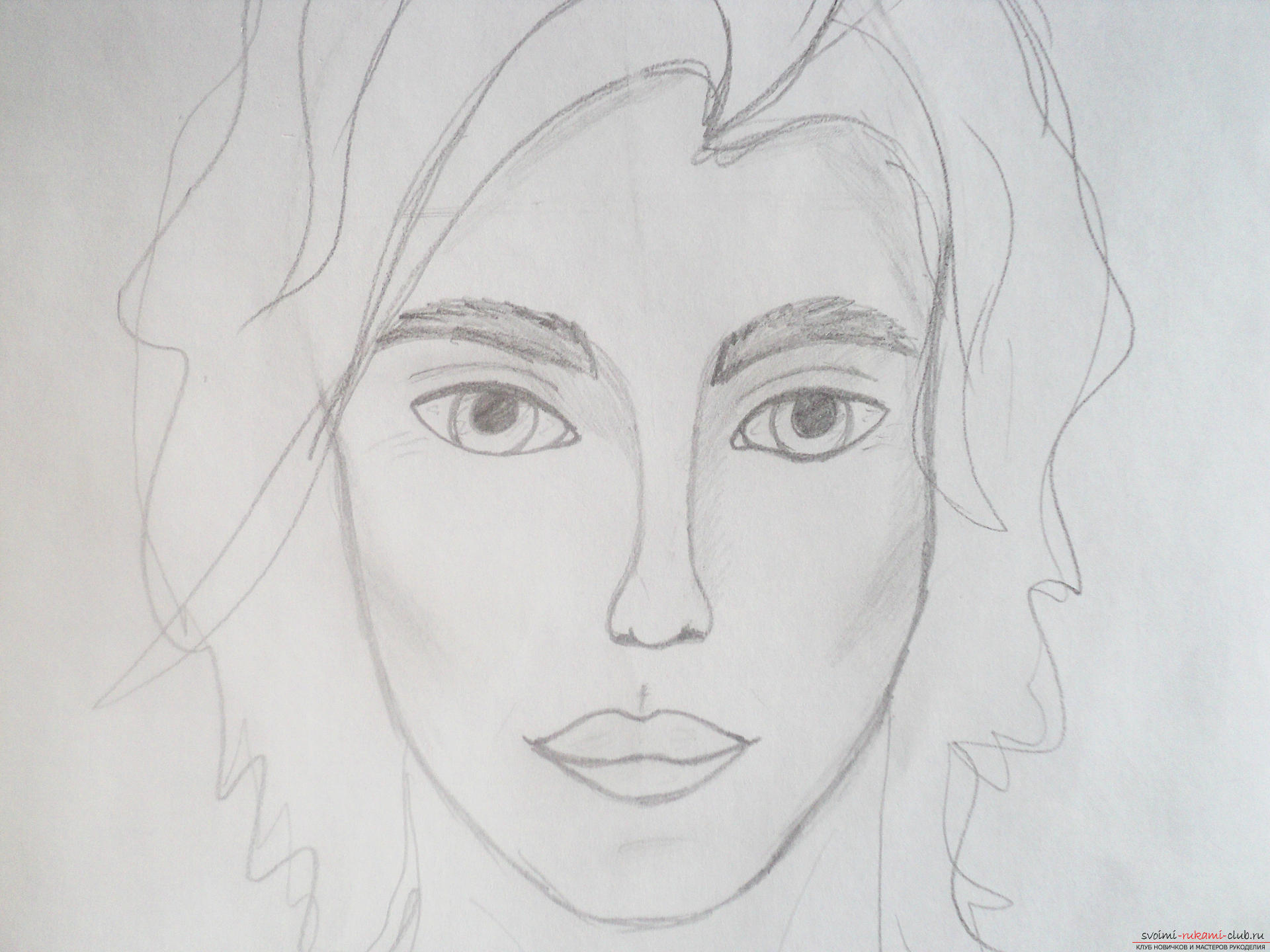 Подробный мастер-класс с фото научит как нарисовать лицо карандашом поэтапно, покажет как нарисовать портрет для начинающих.. Фото №12